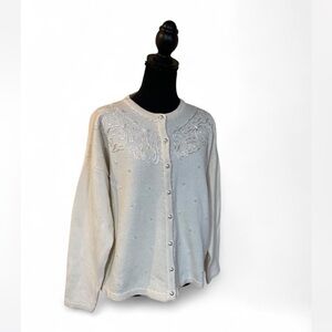 Westbound Cream Cardigan with Embroidery and Pearls